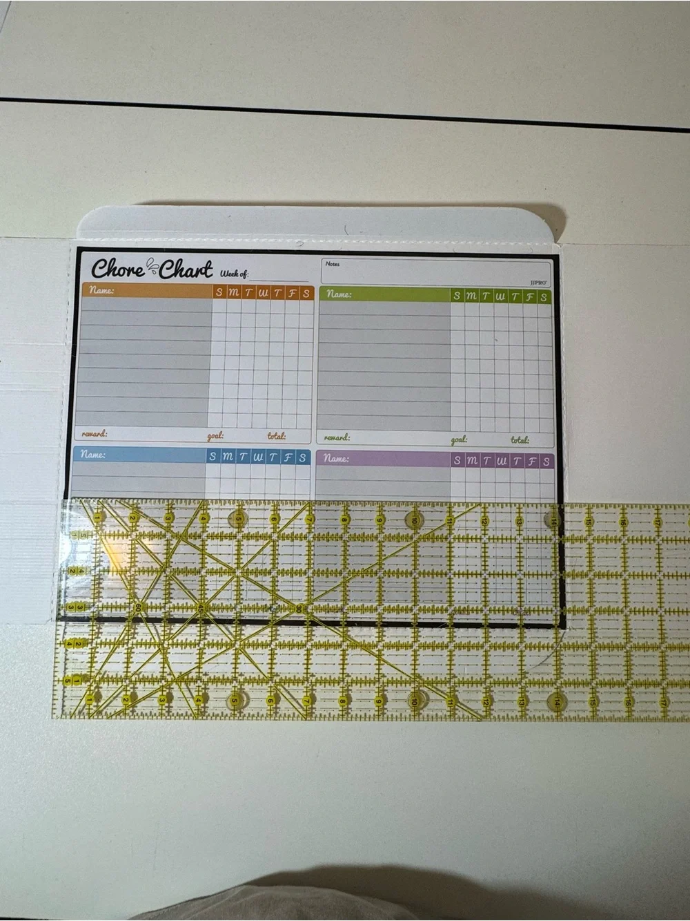 Magnetic Home Office Chore Chart - White with Multicolor Sections